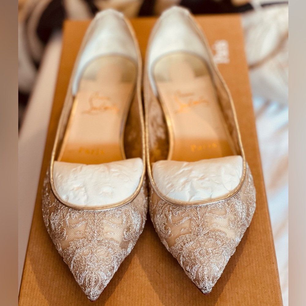 Christian Louboutin Follies Lace Flats - Size 6